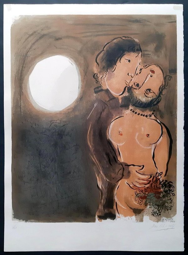 Chagall - Couple en Ocre, 65/100, handsigniert (1952)