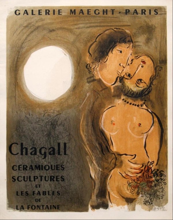 Chagall - Couple en Ocre, 65/100, handsigniert (1952)